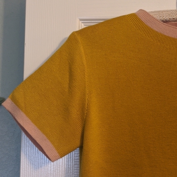 Roolee mustard and pink sweater tee S - Picture 3 of 5